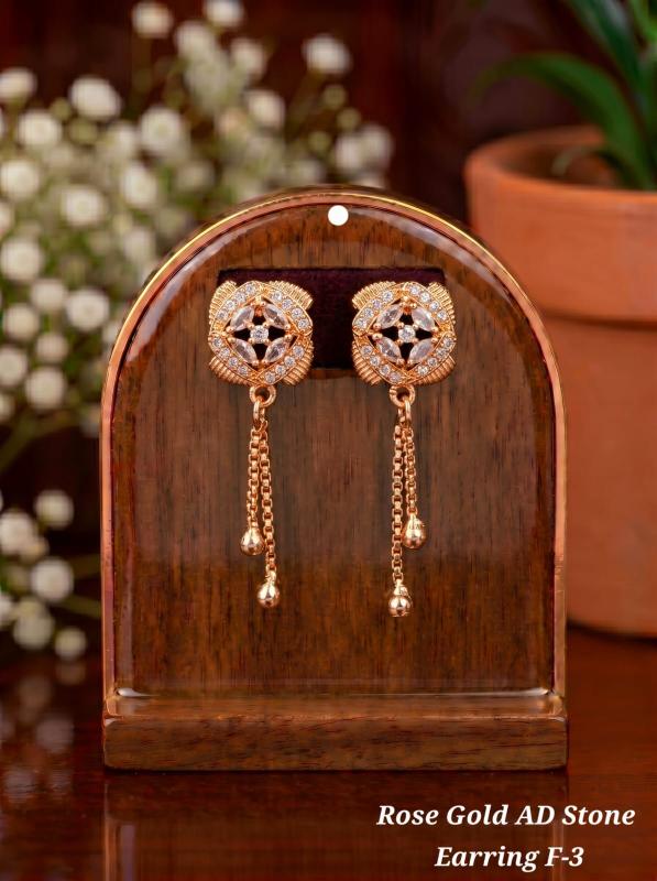 Rose gold ad Stone Earring F 3 Indian artificial jewelry manufacturers